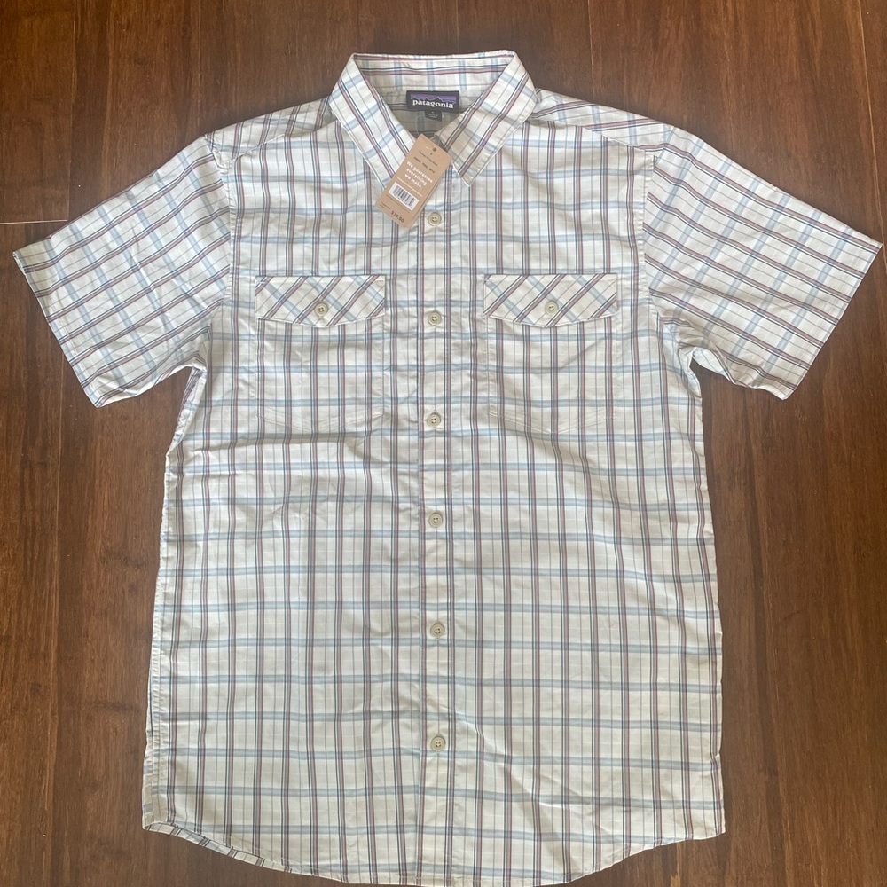 Patagonia Men's High Moss Short-Sleeve Button Up Shirt Plaid White Size S NWT